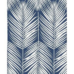 Nextwall Palm Silhouette Coastal Blue 20.5 in. x 18 ft. Peel and Stick Wallpaper